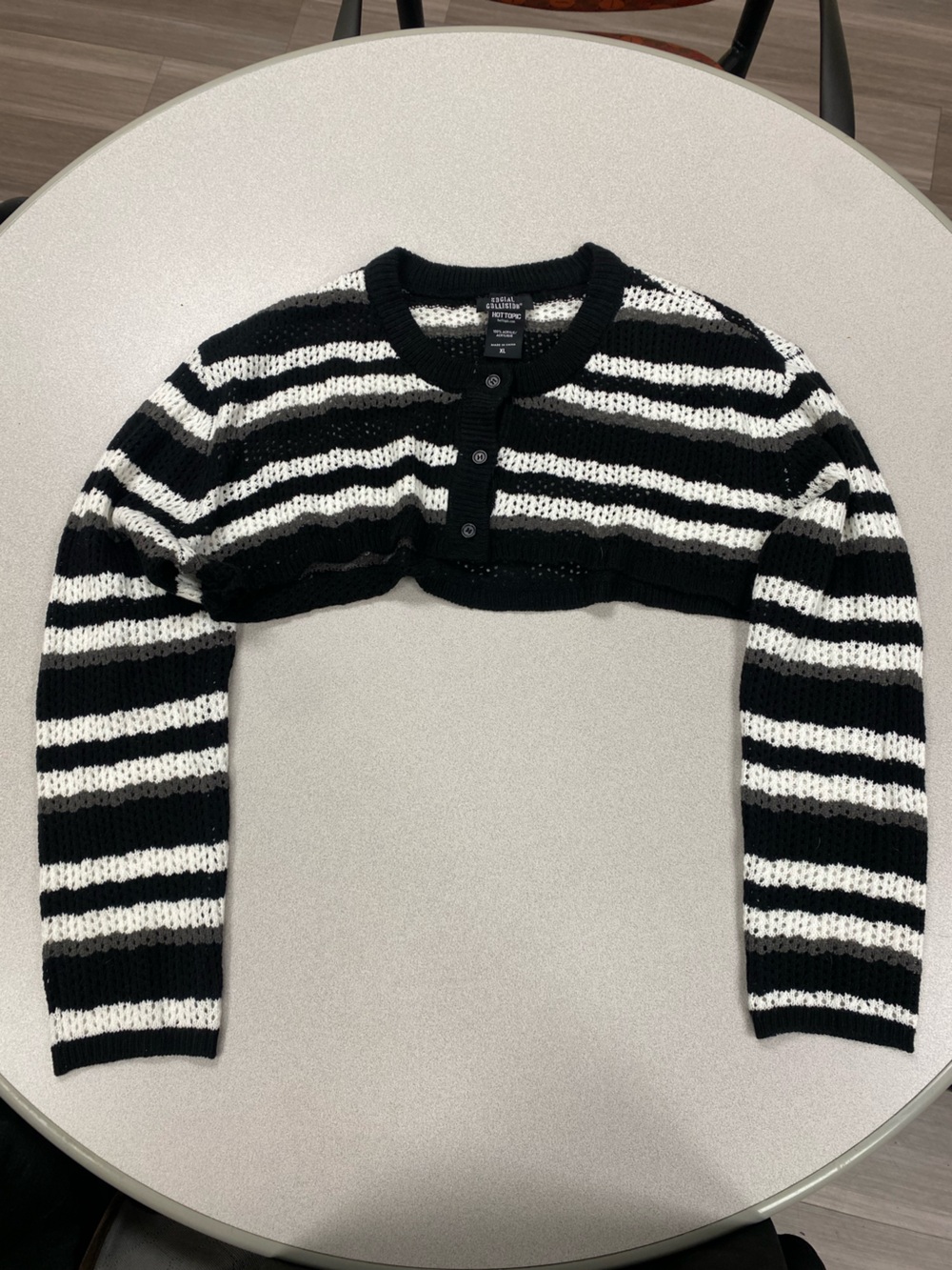 Hot Topic Cropped Black and White Striped Women’s Sweater